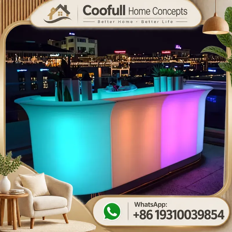 Home Gym Rental - โต๊ะบาร์แบบพกพาพร้อมไฟ LED เฟอร์นิเจอร์ทันสมัยสำหรับบ้าน ยิม ร้านกาแฟ ร้านอาหาร