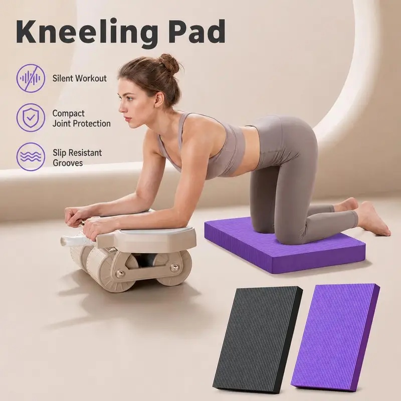Home Gym Yoga Mat - แผ่นรองเข่าโยคะกันลื่นหนาพิเศษ, แผ่นรองเข่าสำหรับฝึกแพลงค์และใช้กับลูกกลิ้งบริหารหน้าท้อง, เหมาะสำหรับการออกกำลังกายที่บ้านและการฝึกสมดุล
