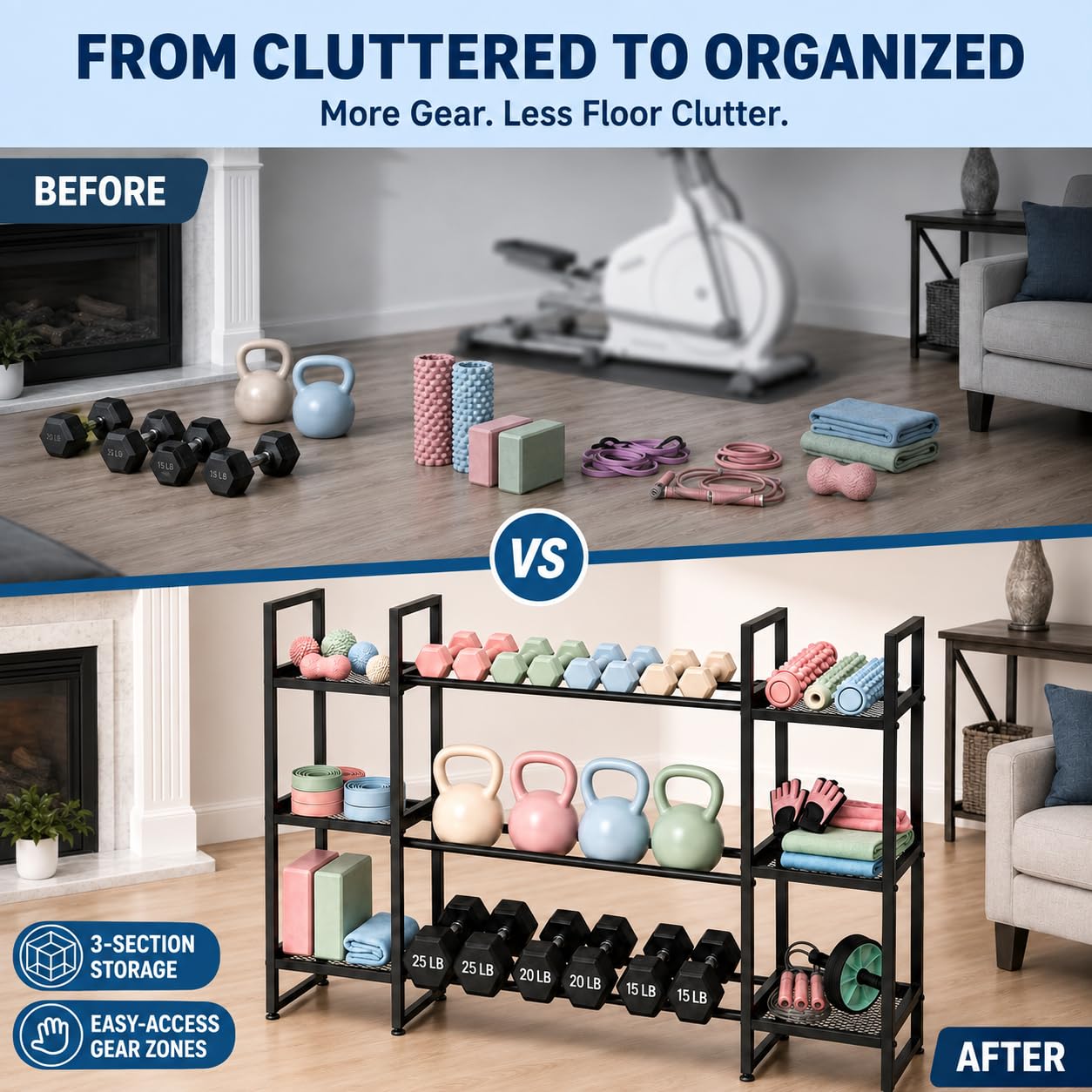 ชั้นวางดัมเบล 3 ชั้น, รับน้ำหน - All In One Gym Home Equipment บทวิจารณ์และราคา